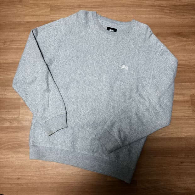 스투시 스탁 로고 크루넥 그레이 헤더