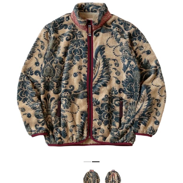 [5] 캐피탈 다마스크 패턴 플리스 집 블루존 베이지 후리스