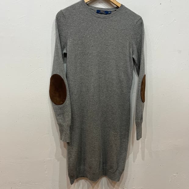 폴로랄프로렌 스웨이드 엘보패치 메리노울 원피스