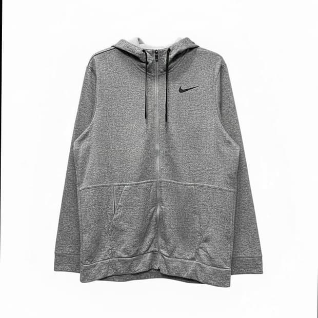 나이키 후드집업 기모안감 스우시 로고 디테일 그레이