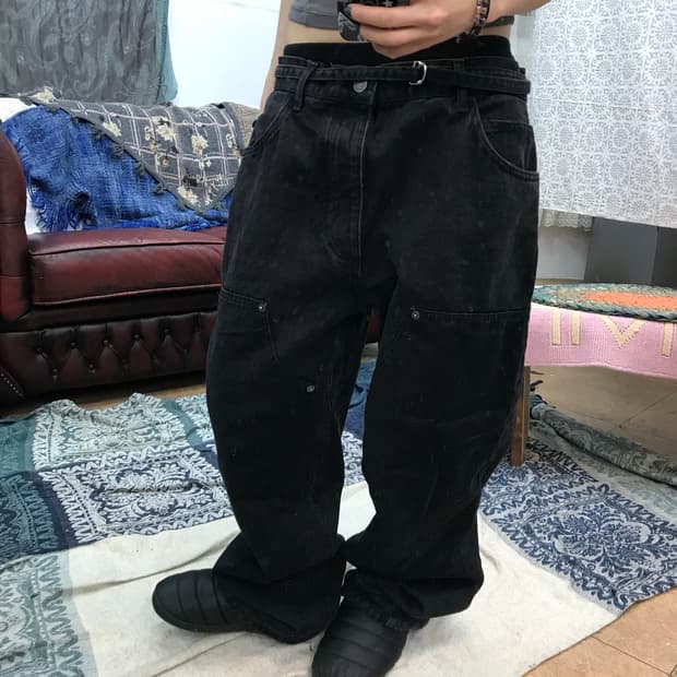 자라 스트릿 퍼티그 흑청 데님팬츠 