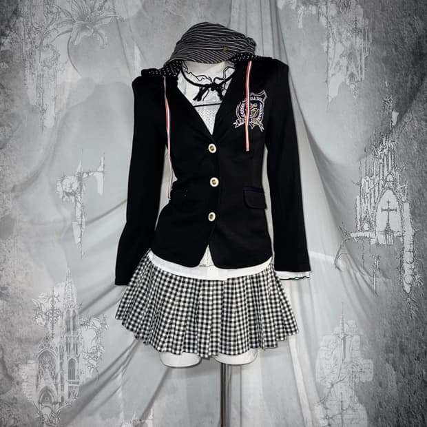 리즈리사 무채색 공겜여주깔 프레피 코디세트 