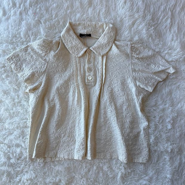 Comme des Garcons Tricot 리본자수패턴 블라우스