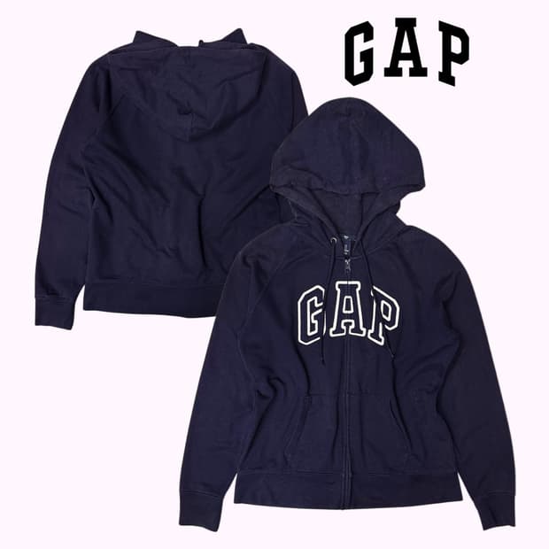 navy raglan logo hood zip-up