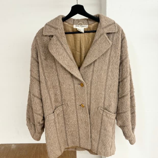 페레가모 브라운 텍스쳐드 자켓