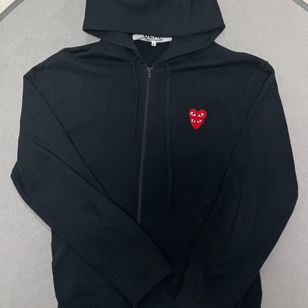꼼데가르송 더블하트 후드집업 L