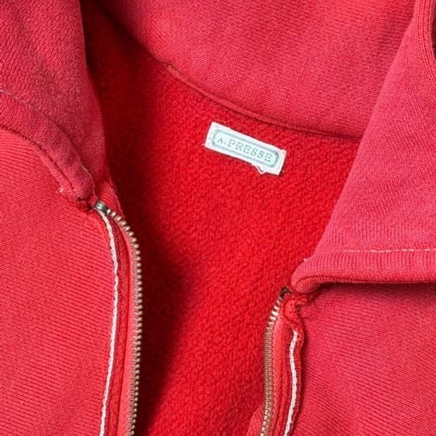 2) 아프레쎄 a.presse 23ss 빈티지 하프 집업 스웻 레드