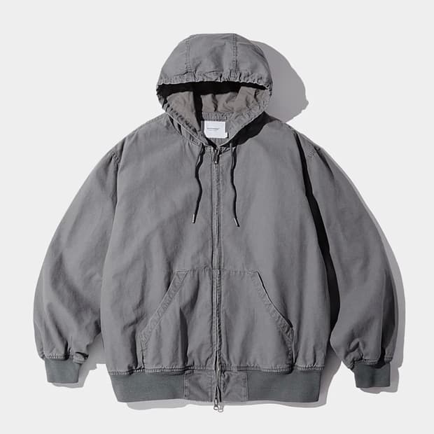 아웃스탠딩 후드 점퍼 집업 빈티지 워싱 차콜 hood jumper