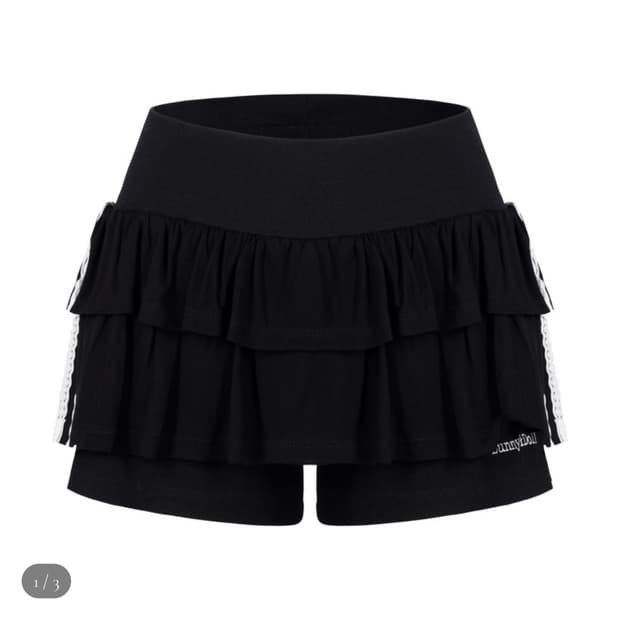 슈 버니앤돌 코튼 프릴 스커트 블랙