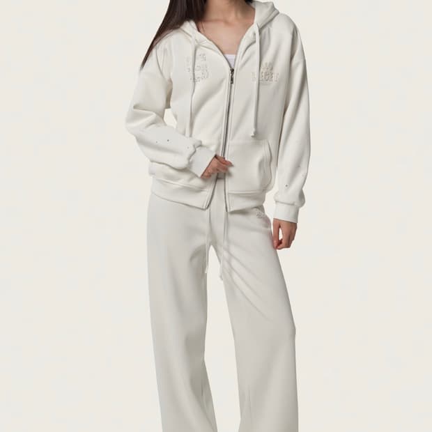 [새제품] 클리시어 06 크리스탈 후드 집업 화이트