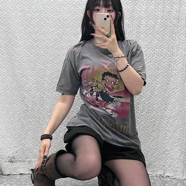 자라 X 베티붑 빈티지 스트릿 키치 프린팅 반팔티 M C11810