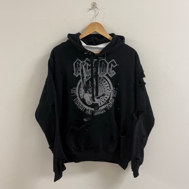 AC/DC distressed custom hoodie