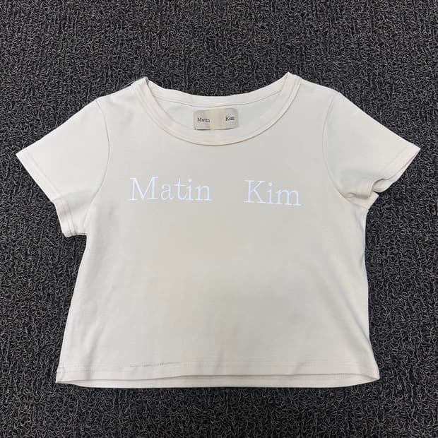마뗑킴 여성 크롭 반팔 티셔츠 아이보리