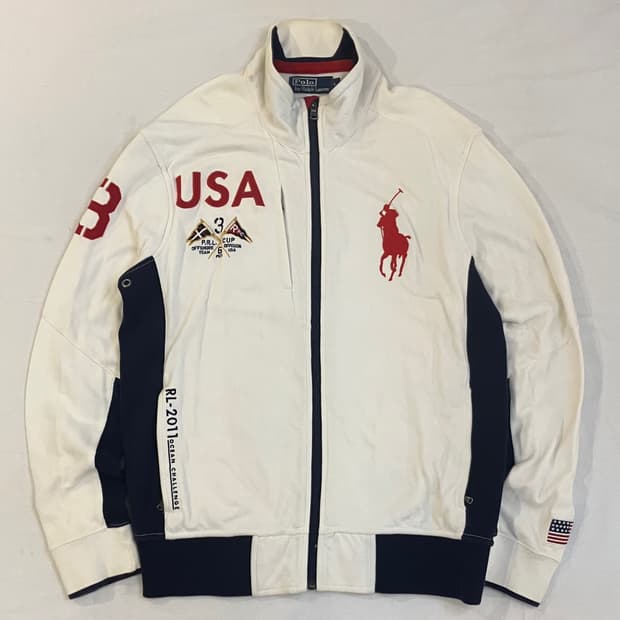 폴로 랄프로렌 빅포니 USA 레이싱 져지 자켓 화이트