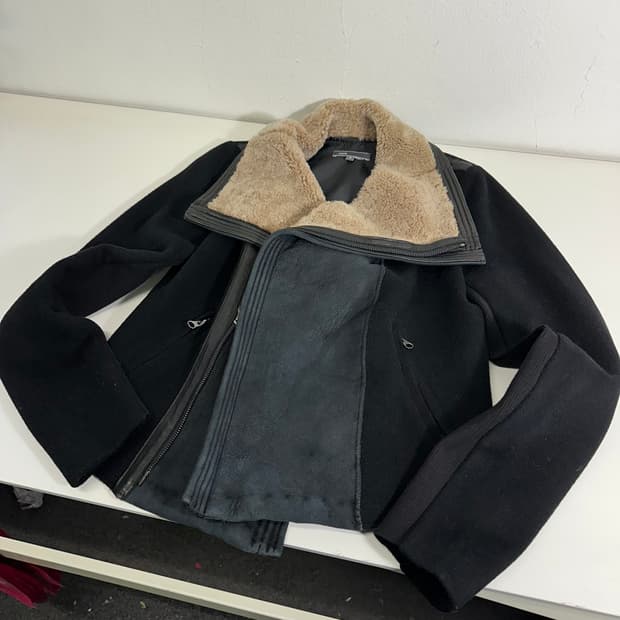 우먼S 빈스 VINCE 블랙 퍼카라 울자켓