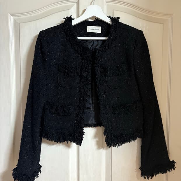 블랙 트위드 자켓