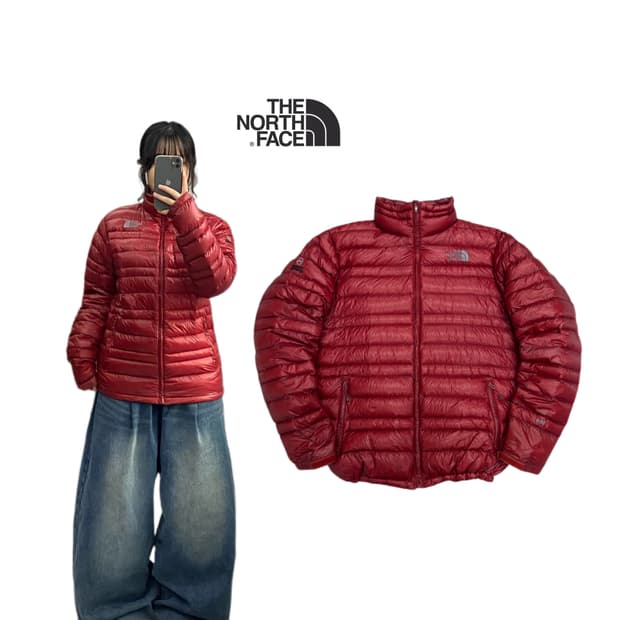 노스페이스 800 고프코어 써밋시리즈 애벌레 경량패딩 레드