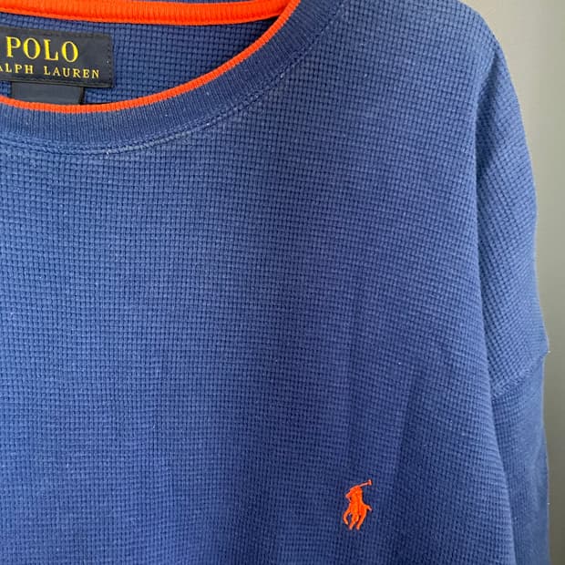 폴로 오렌지 포니 와플 블루 롱슬리브