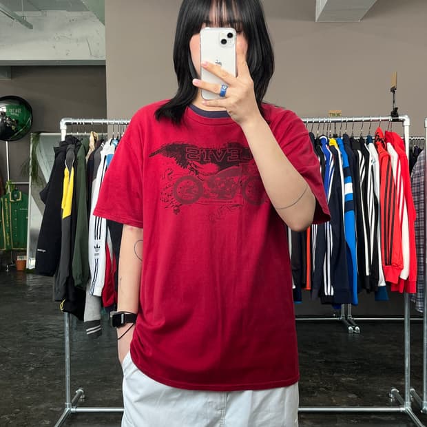 리바이스 모터사이클 프린틴 반팔 티셔츠