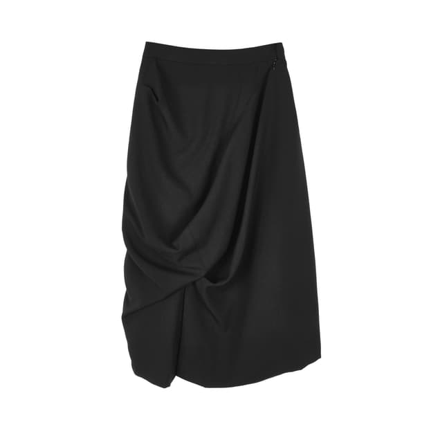 MIDI DRAPE SKIRT (CHARCOAL)