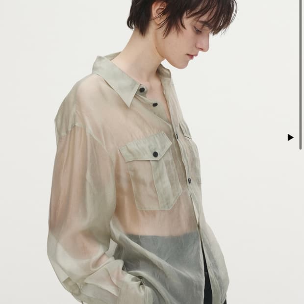 토니웩 oversized sheer shirt pale green