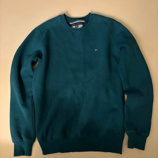 타미힐피거 기모 맨투맨 그린