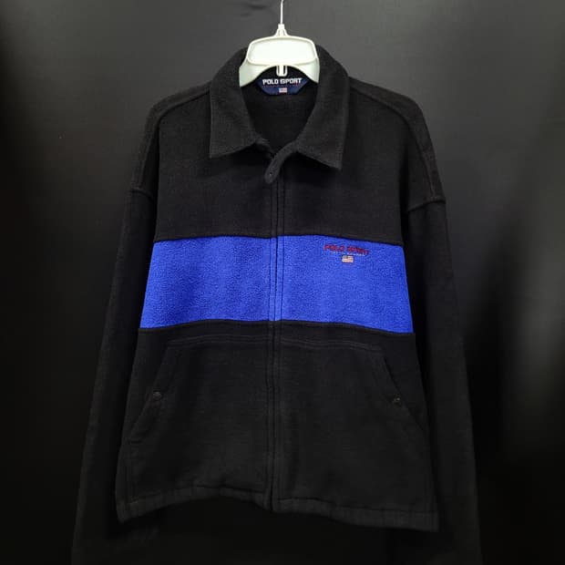 폴로 스포츠 랄프로렌 90s 올드스쿨 빈티지 오버핏 후리스 집업 자켓