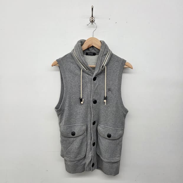 버버리 블랙라벨 후드 조끼 그레이 남m