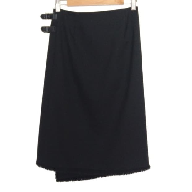 버버리 런던 비대칭 울 랩스커트 y2k