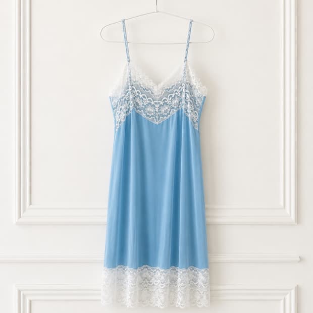 American vintage skyblue lace slip ops