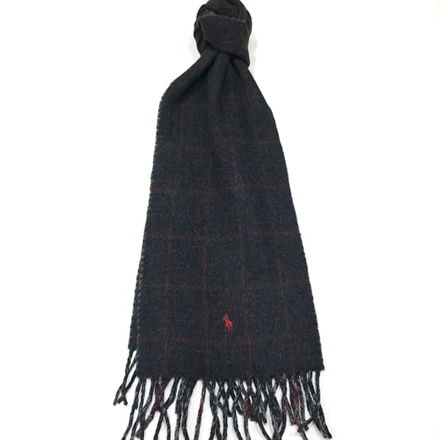 MX457 폴로 이태리판 램스울 양면 레드포니 그레이 머플러 목도리