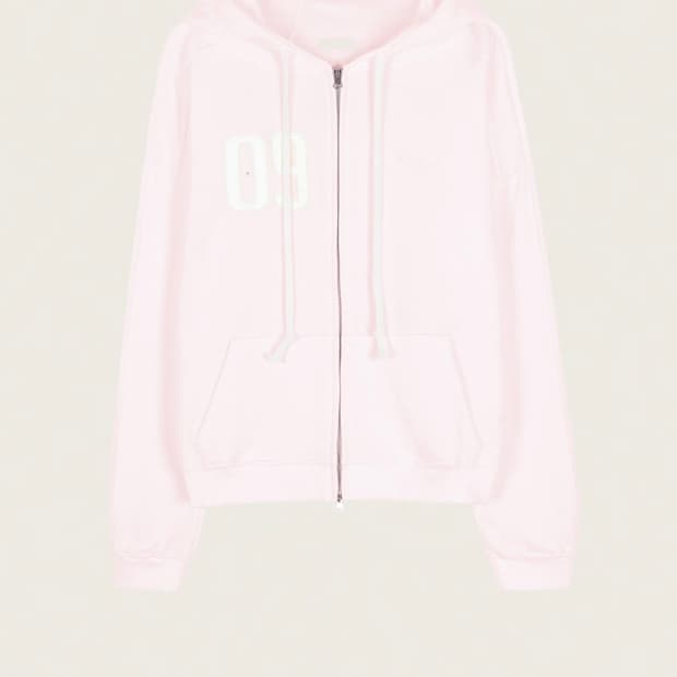 클리시어 넘버링 09 쿨핑크 논기모 후드집업