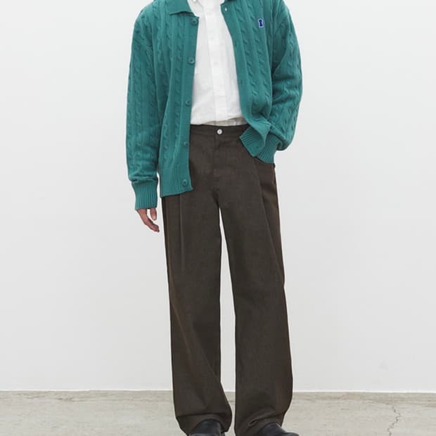 [30] 데케트 딥 플리츠 와이드 데님 브라운