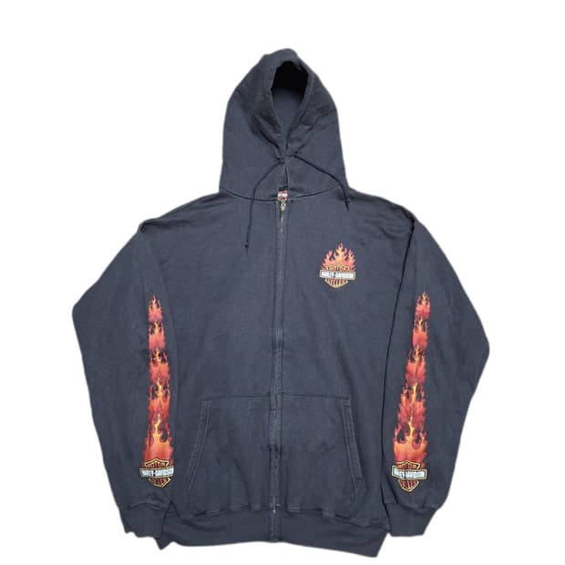 00s 할리 데이비슨 플레임 집업 파카,후디
