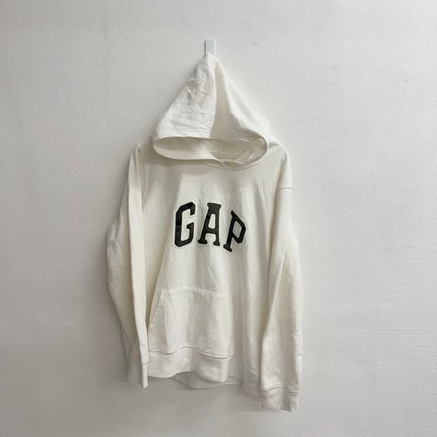 갭 gap로고 아이보리 기모 후드티 XL