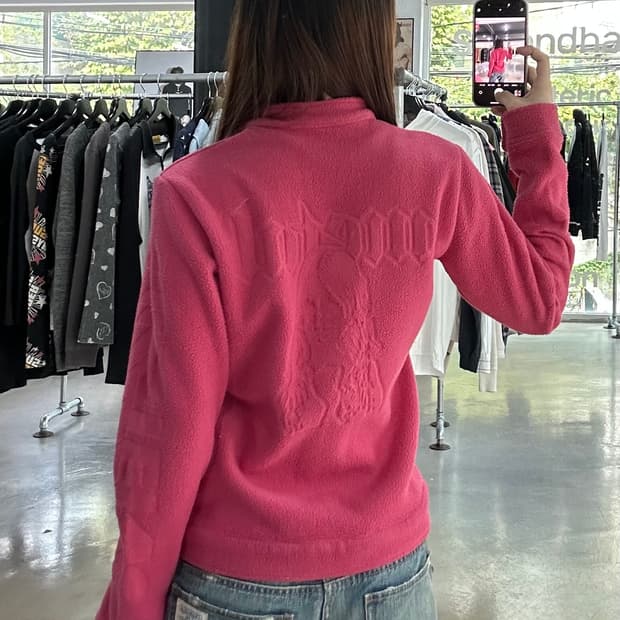 히스테릭글래머 90s 히스걸 빅로고 넥버클플리스 집업