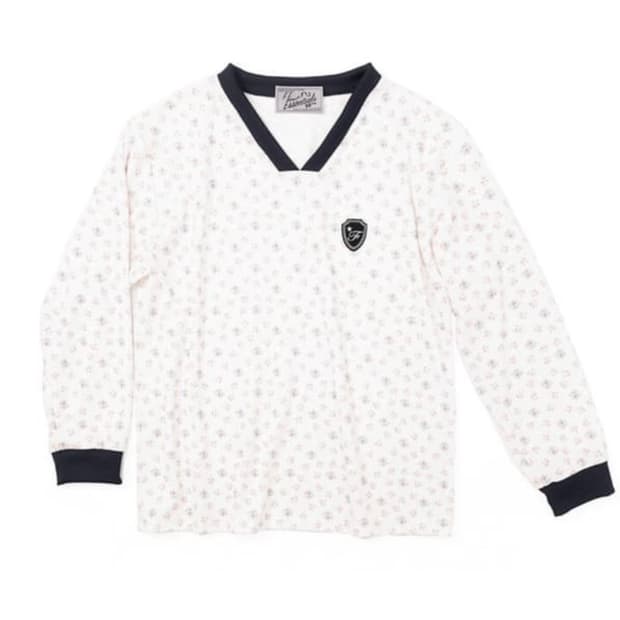 샵페어리 V neck flower terry shirt