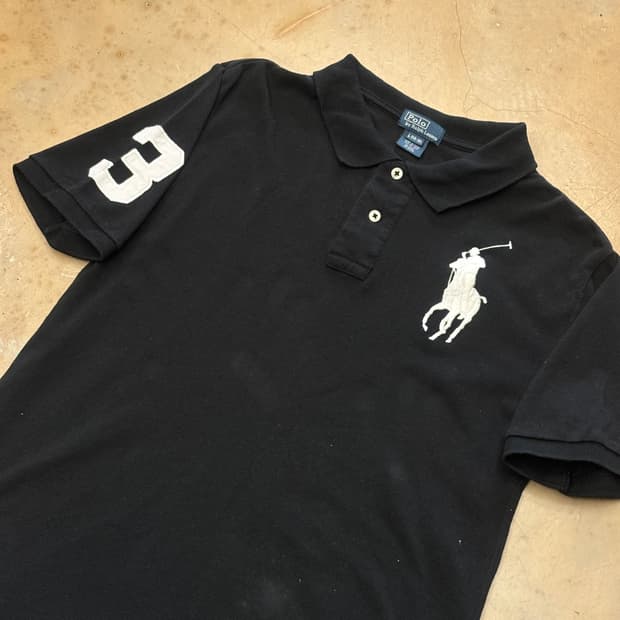 L 폴로랄프로렌 빅포니 여성용 블랙 카라 반팔티  