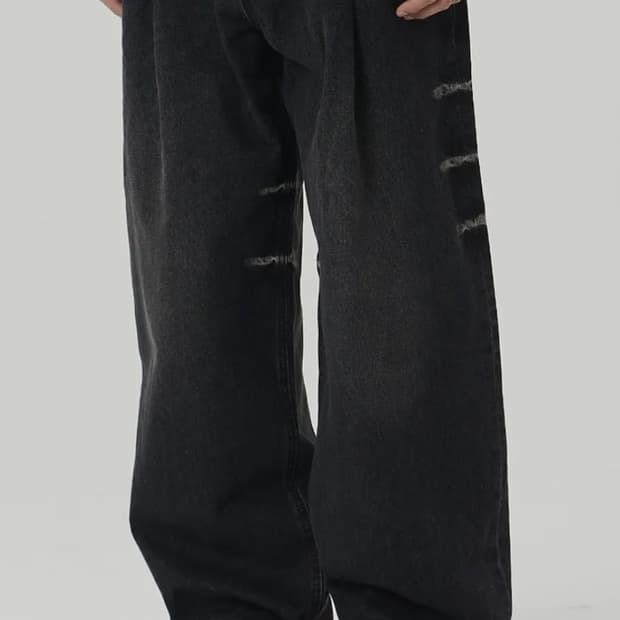 메종 미네드 SWELL WIDE DENIM PANTS BLACK 46
