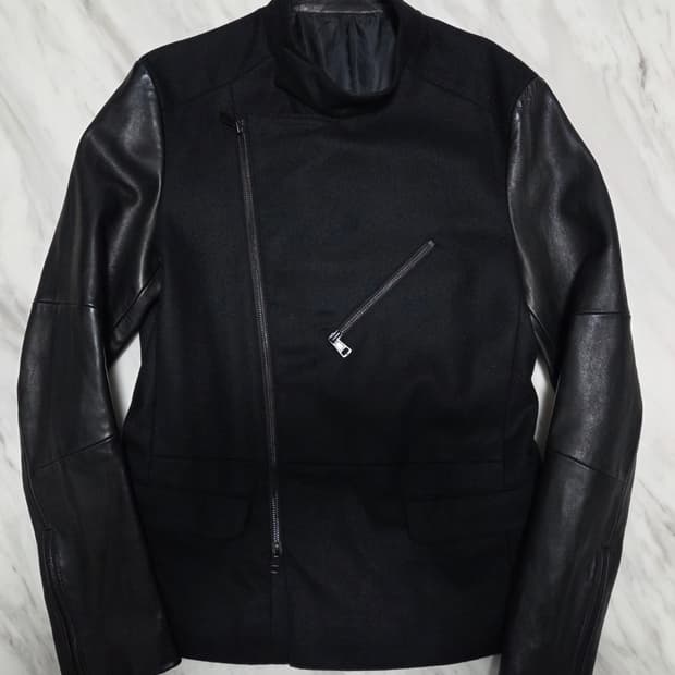 준지 팔가죽 라이더 자켓