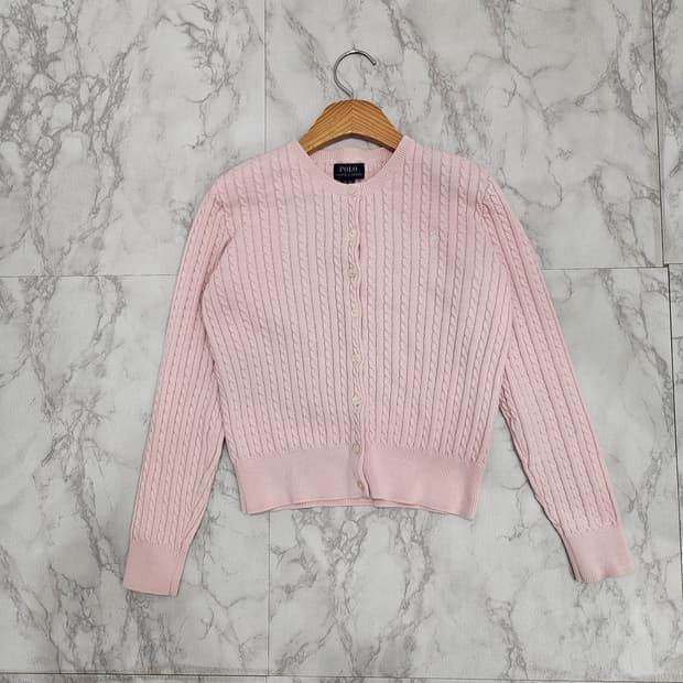 폴로랄프로렌 꽈배기 핑크가디건