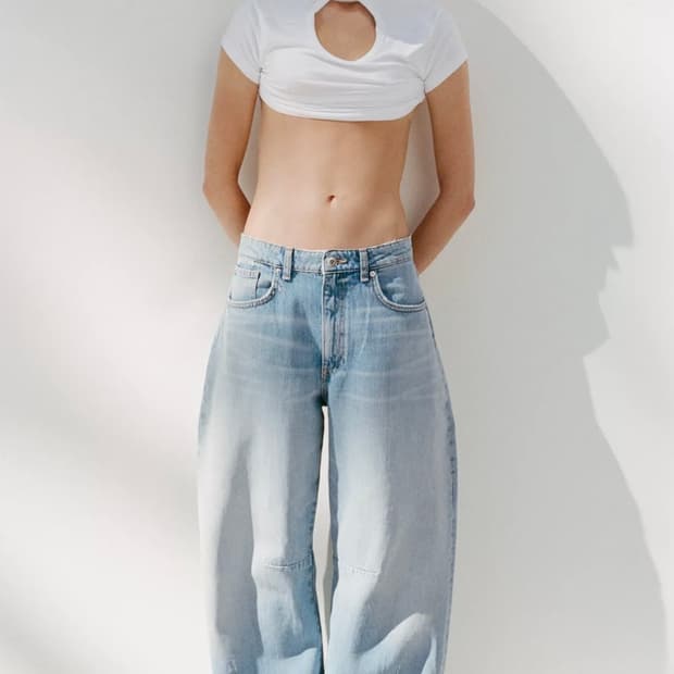 자라 배기 벌룬 미드라이즈 데님 팬츠 36