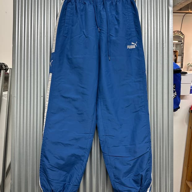 [S] 푸마 PUMA 우븐 트랙팬츠 블루 사이드라인 조거 바람막이 트레이