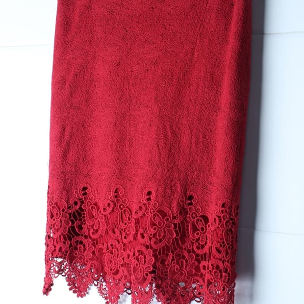 W(M-L) 지고트 스커트 치마 H라인 레드 유니크-P10782