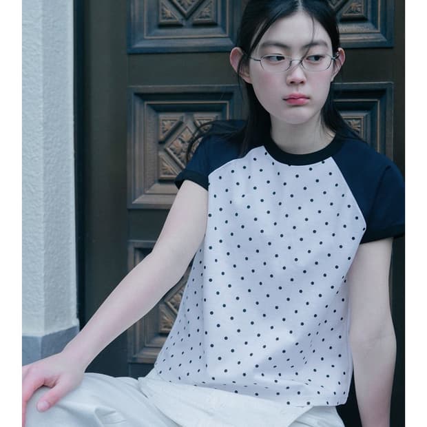 오헤시오 dot raglan T-shirt (white)