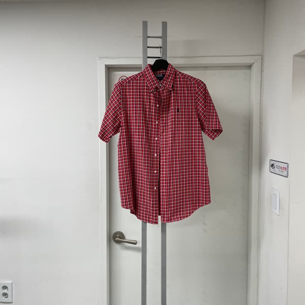 폴로 랄프로렌 체크 반팔 셔츠 레드 80