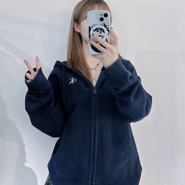 캘빈클라인 스몰로고 네이비 후드집업