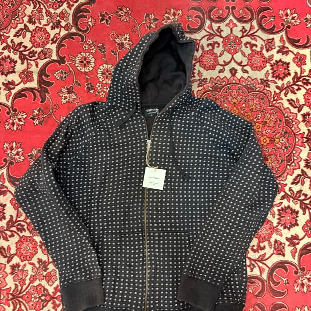 STÜSSY All-over Pattern Zip-up Hoodie