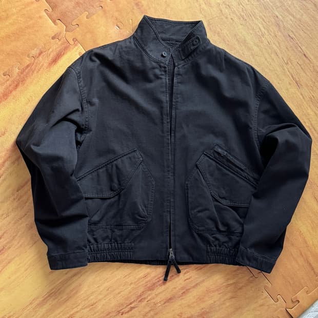 쿠어 카치온 워시드 트리밍 카라 점퍼 (워시드블랙)