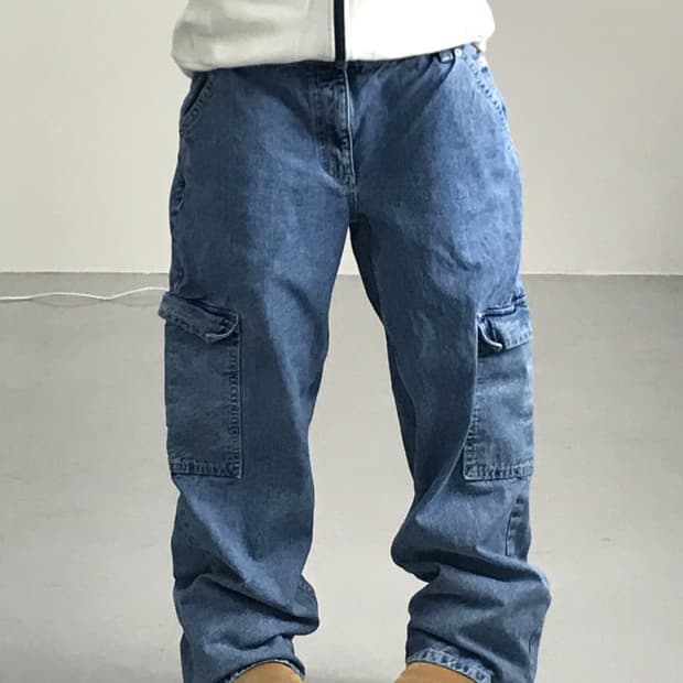 Jpn Cotton Denim Cargo Pants
